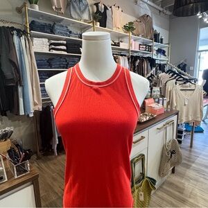 Pistola Red Ribbed Tank Top